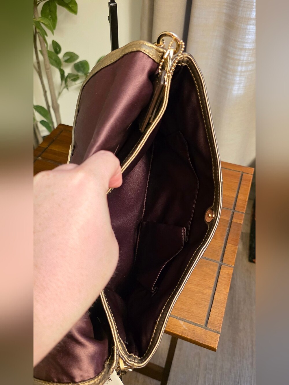 Coach NWT Jeweled Madison Flap Bronze Leather Shoulder Bag 26483 - Picture 9 of 12